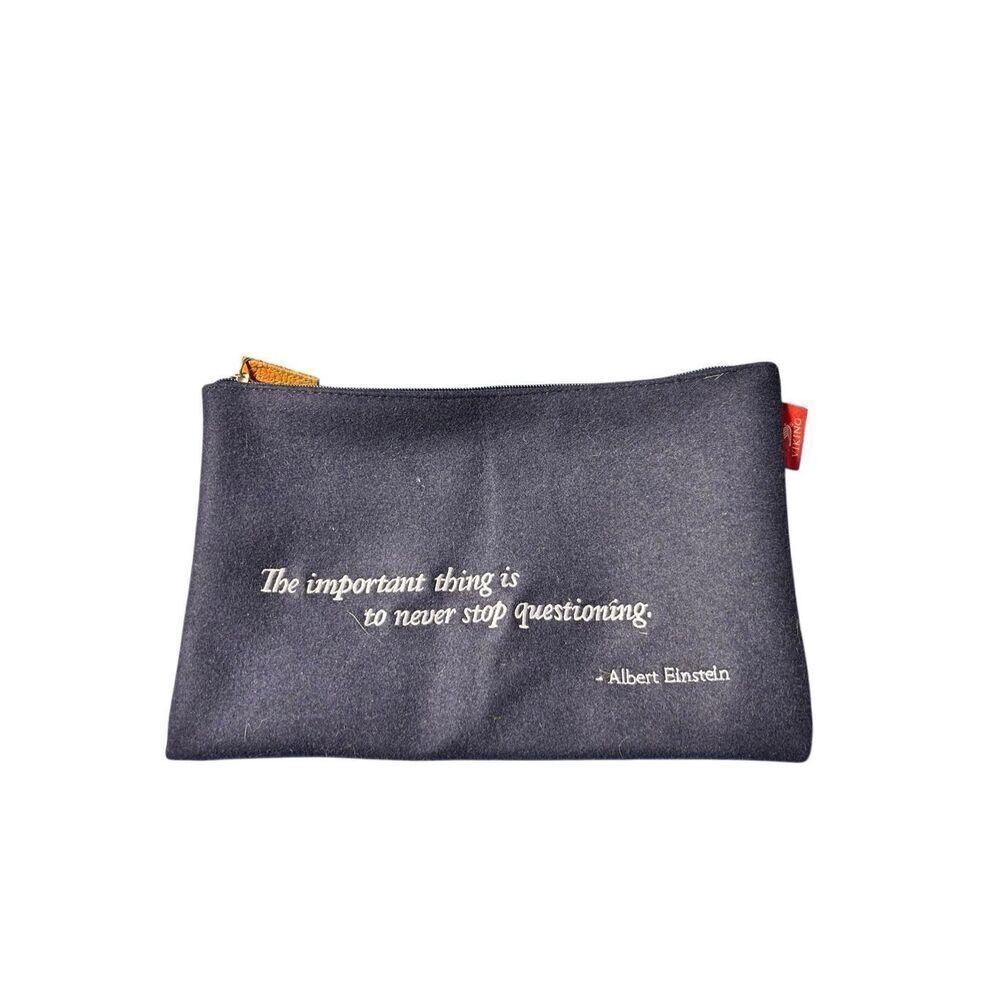 Viking Wool Navy Bank Deposit Bag with Albert Einstein Quote - Zipper Closure